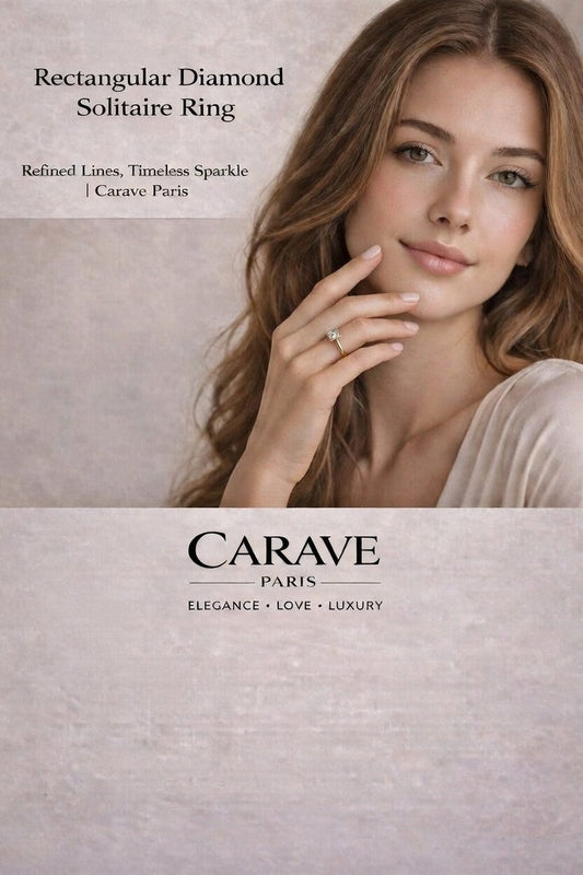 Rectangular Diamond Solitaire Ring for Women Refined Lines, Timeless Sparkle | Carave Paris