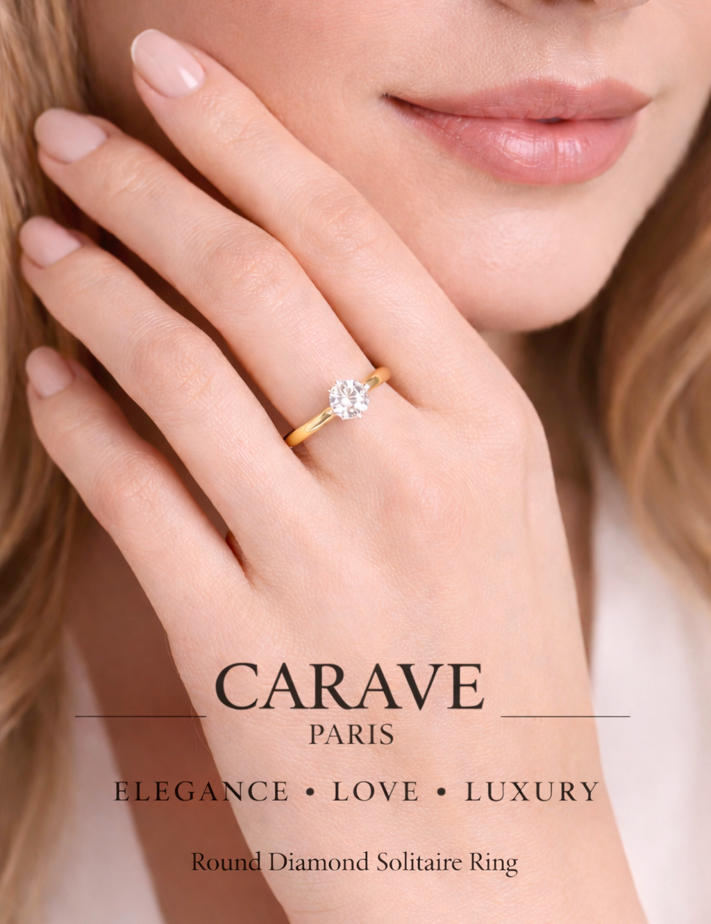 Round Diamond Solitaire Ring in Gold for Women Timeless Elegance & Modern Luxury | Carave Paris