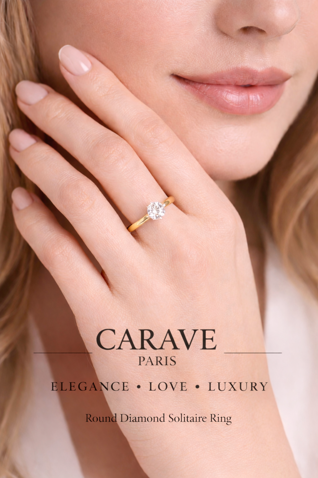 Round Diamond Solitaire Ring in Gold for Women Timeless Elegance & Modern Luxury | Carave Paris