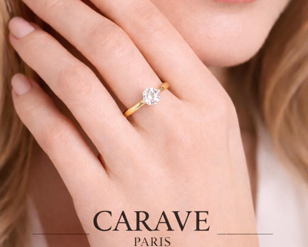 Round Diamond Solitaire Ring in Gold for Women Timeless Elegance & Modern Luxury | Carave Paris