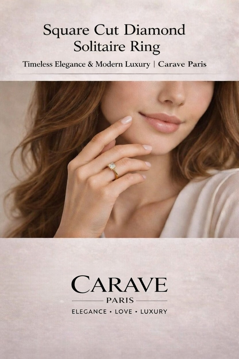 Square Cut Diamond Solitaire Ring in Gold for Women  Timeless Elegance & Modern Luxury | Carave Paris