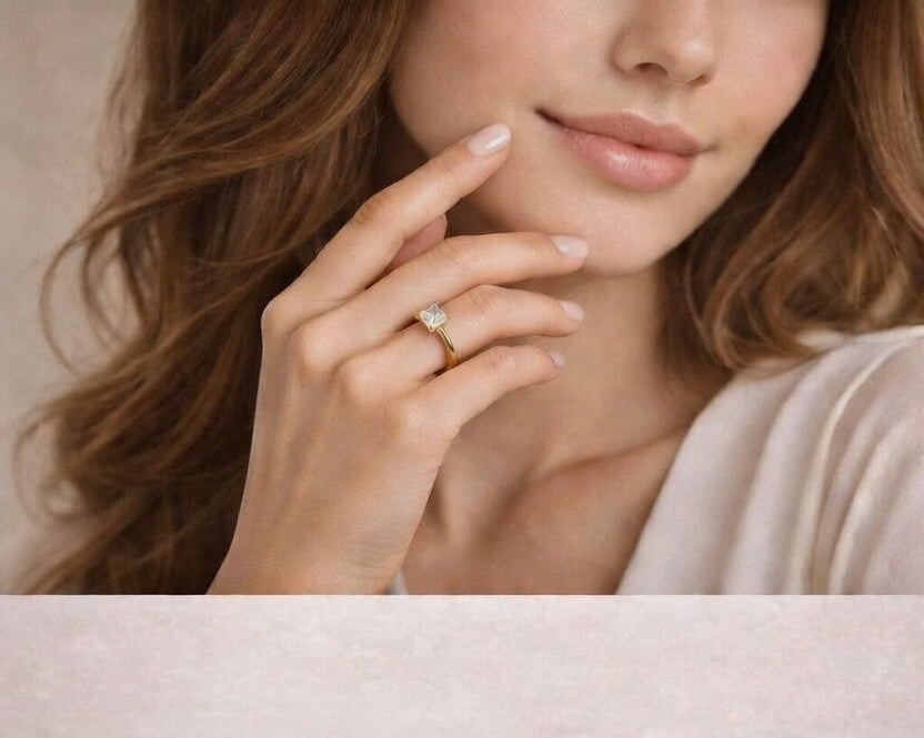 Square Cut Diamond Solitaire Ring in Gold for Women  Timeless Elegance & Modern Luxury | Carave Paris