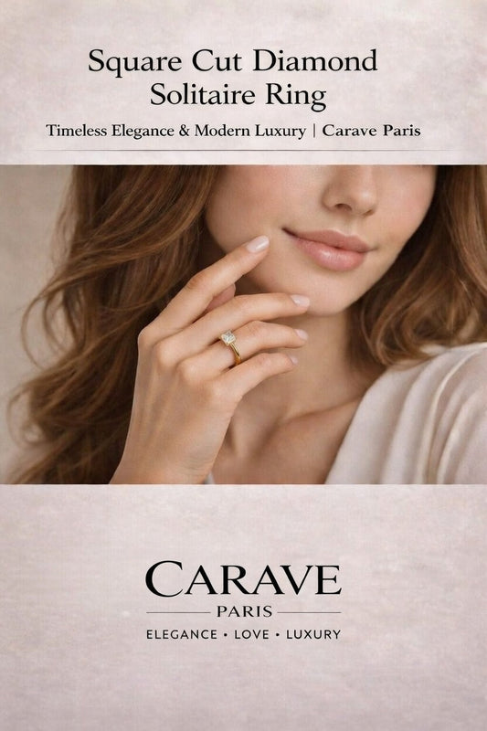 Square Cut Diamond Solitaire Ring in Gold for Women  Timeless Elegance & Modern Luxury | Carave Paris
