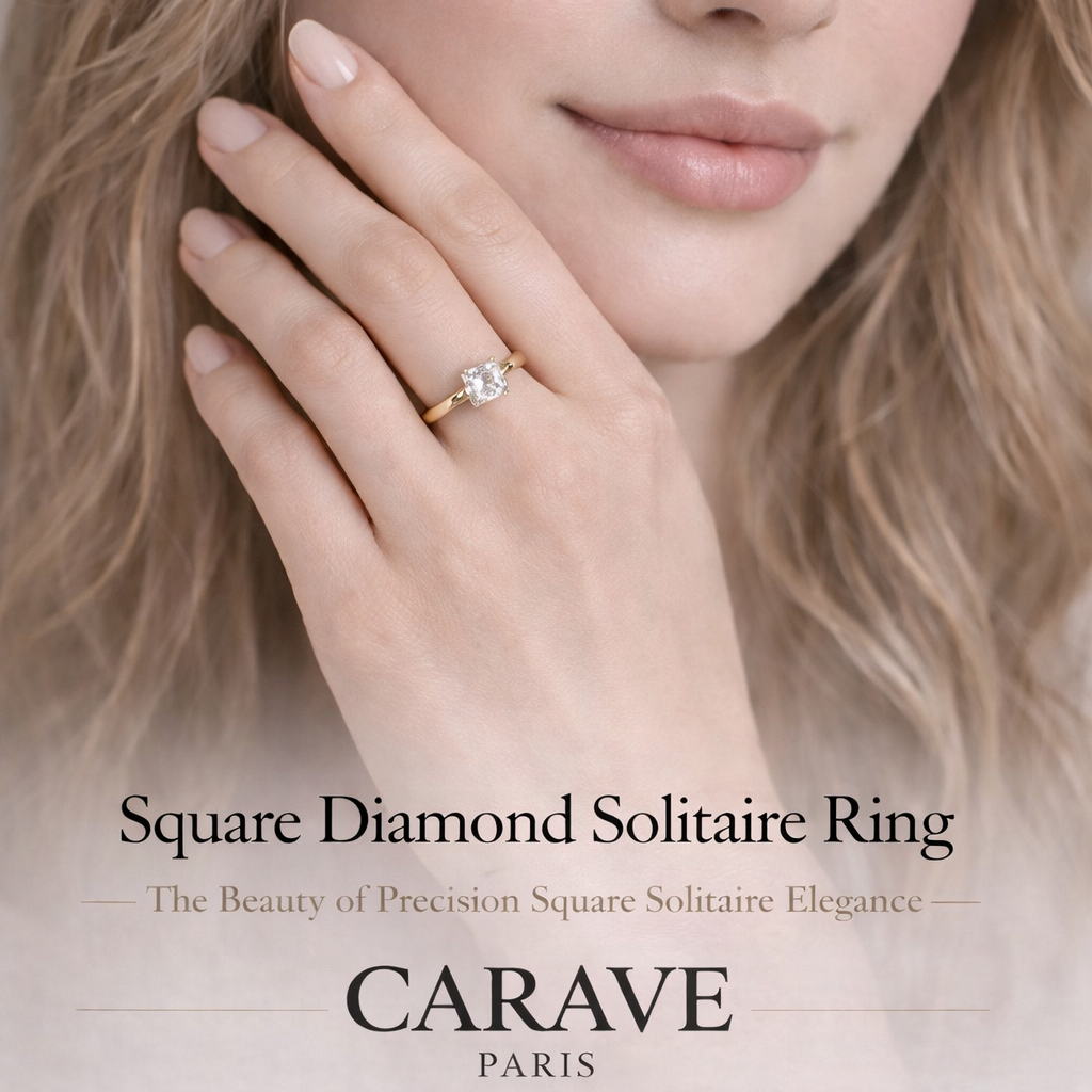 Square Diamond Solitaire Ring for Women The Beauty of Precision Square Solitaire Elegance | Carave Paris
