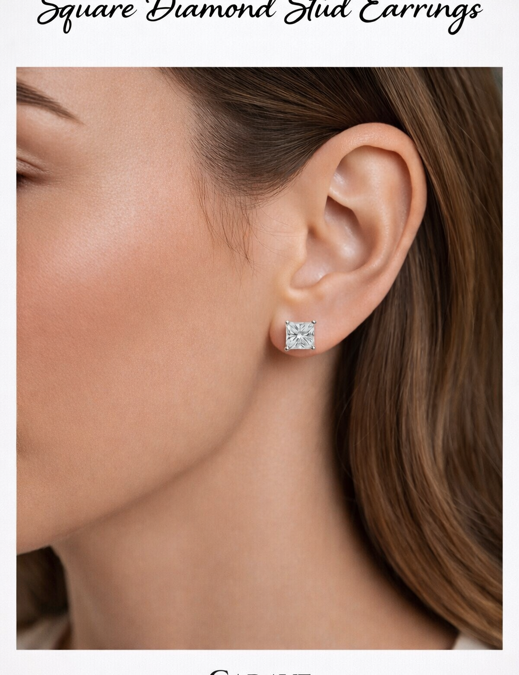 Square Diamond Stud Earrings for Women in Minimalist Solitaire Design Timeless Everyday Luxury Jewellery | Carave Paris