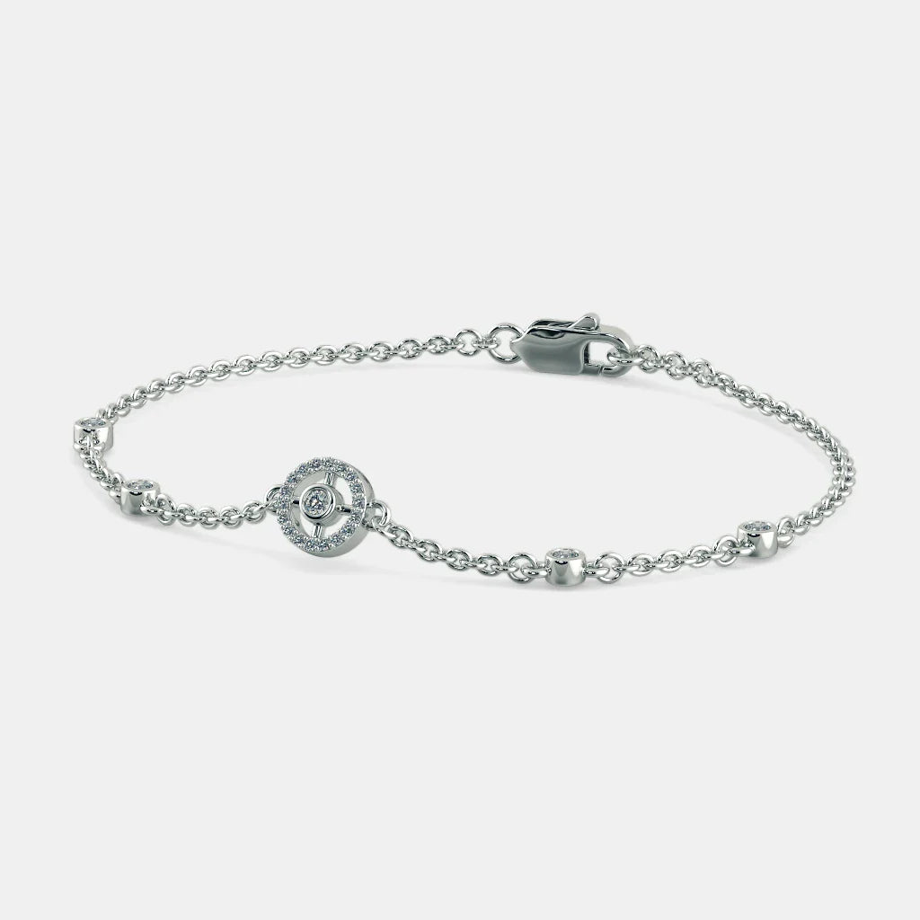 Women’s 925 Sterling Silver Circle Charm Chain Bracelet  Minimal & Elegant Design