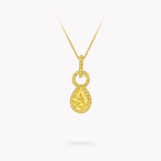 Carave Paris Yellow Pear Halo Diamond Pendant Necklace