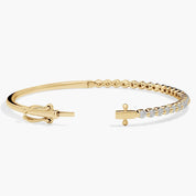 Diamond Accent Open Bangle Bracelet in Yellow Gold