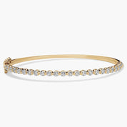 Diamond Accent Open Bangle Bracelet in Yellow Gold