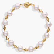 Freshwater Pearl Bracelet with Textured Yellow Gold Beads