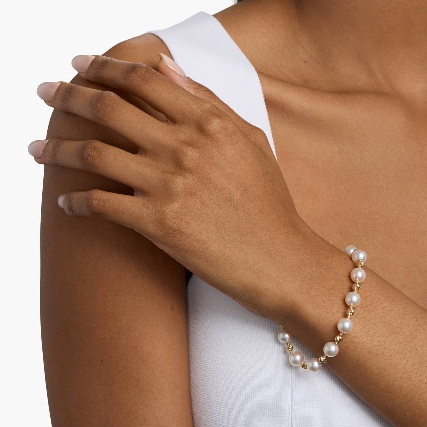 Carave Paris Textured Gold Bead Pearl Bracelet