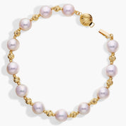 Freshwater Pearl Bracelet with Textured Yellow Gold Beads