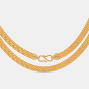 Men’s Chevron Pattern Gold Chain Necklace Sleek Solid Finish Design