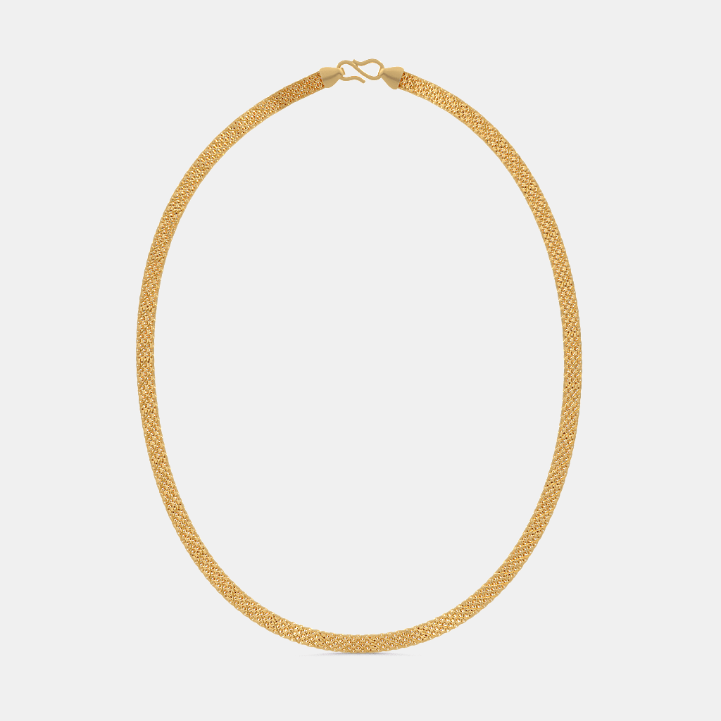 Men’s Chevron Pattern Gold Chain Necklace Sleek Solid Finish Design