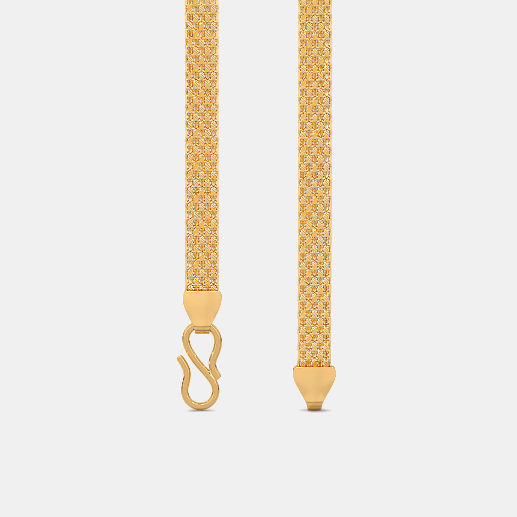 Men’s Chevron Pattern Gold Chain Necklace Sleek Solid Finish Design