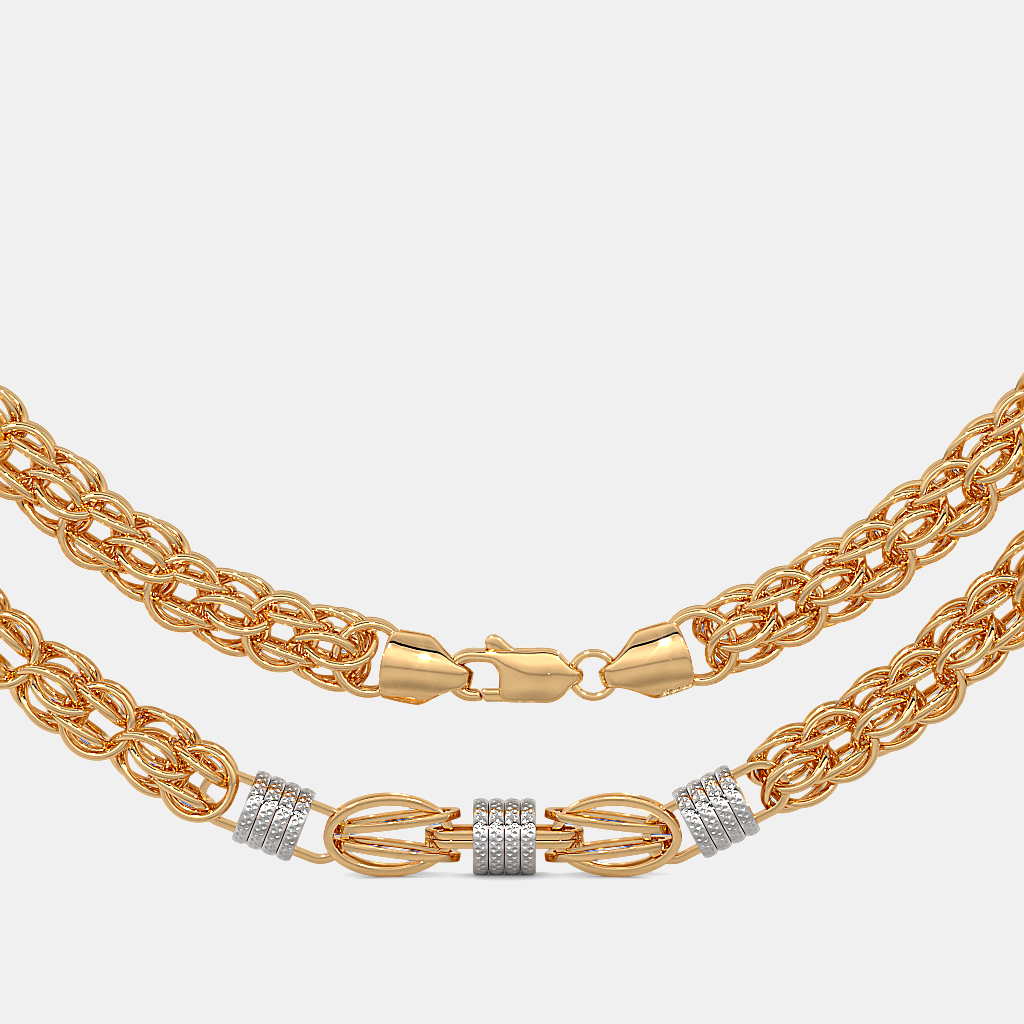 Men’s Designer Diamond Accent Gold Chain Necklace Bold Solid Finish Design