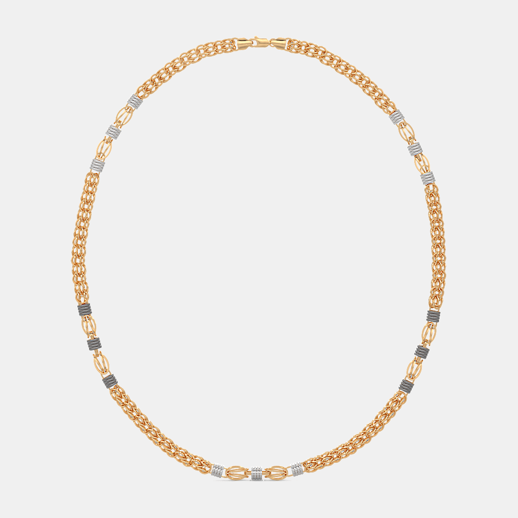 Men’s Designer Diamond Accent Gold Chain Necklace Bold Solid Finish Design