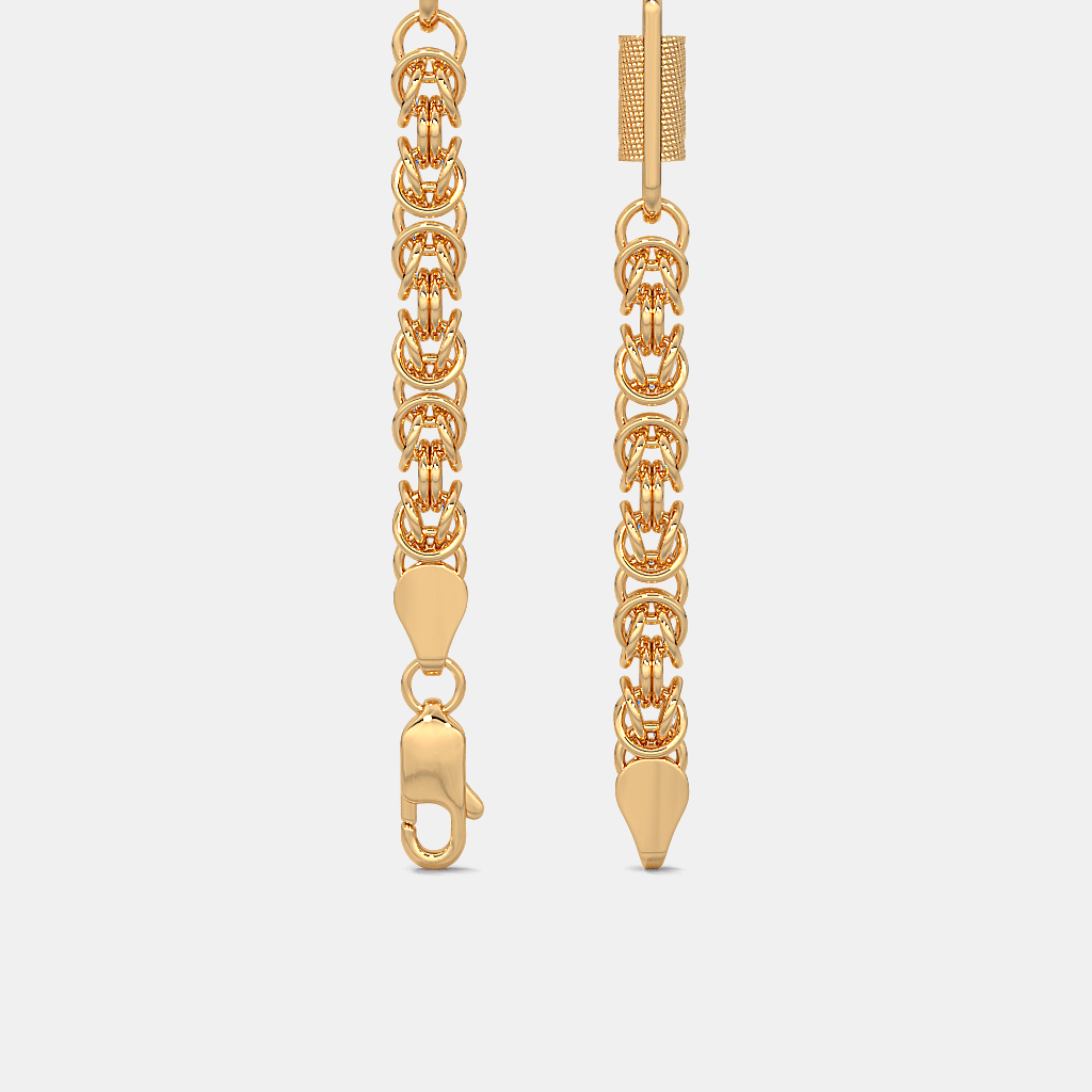Men’s Designer Textured Link Gold Chain Necklace Sleek Solid Finish Design