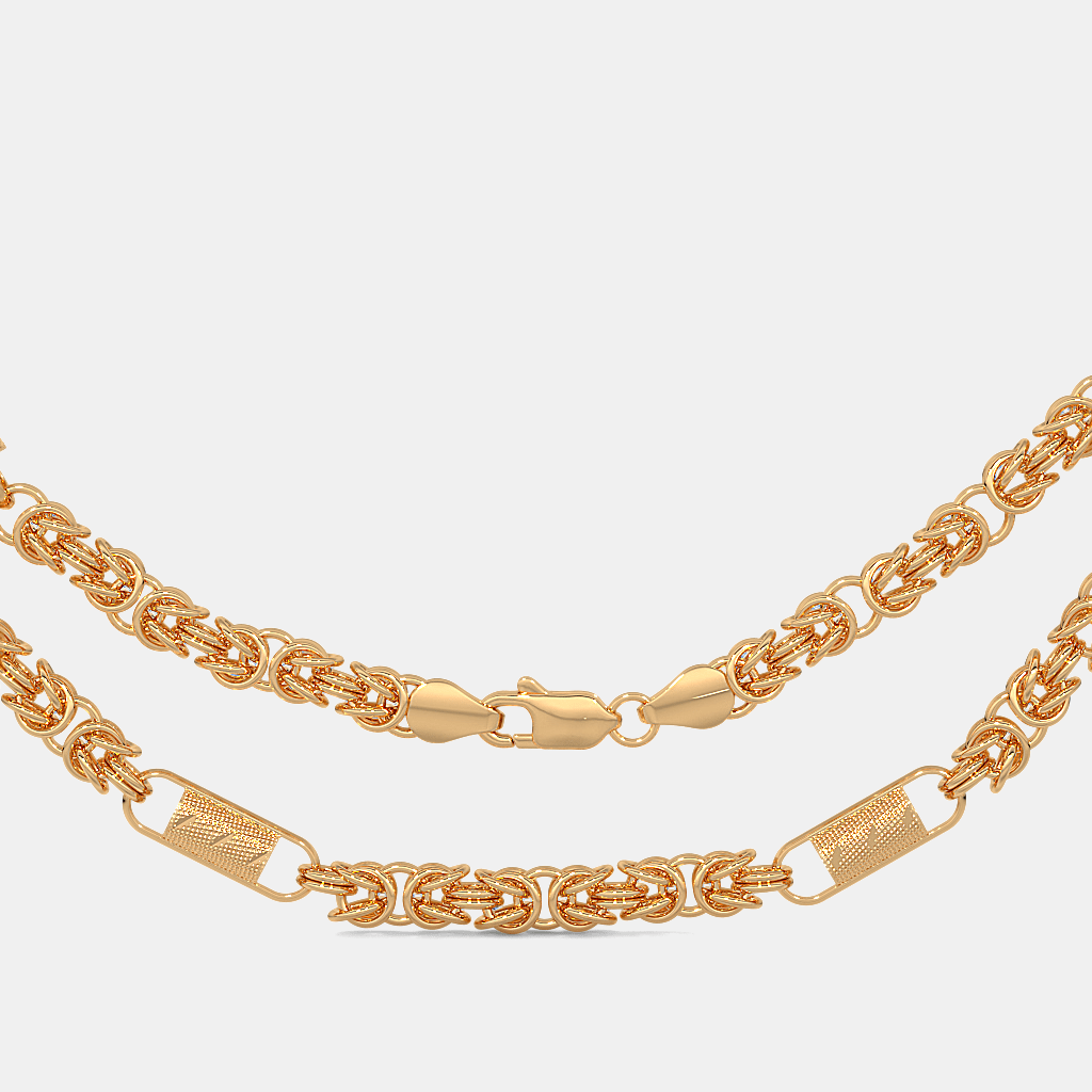Men’s Designer Textured Link Gold Chain Necklace Sleek Solid Finish Design