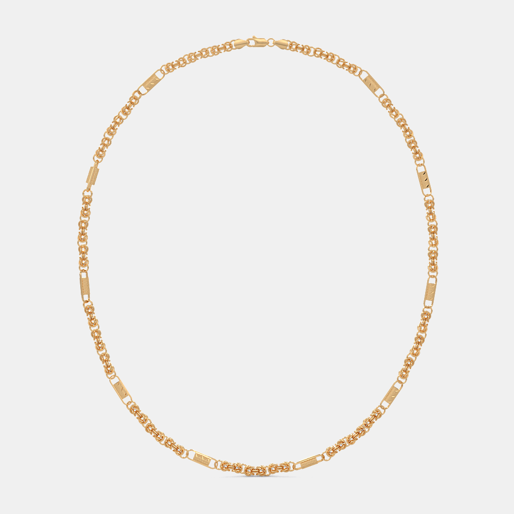 Men’s Designer Textured Link Gold Chain Necklace Sleek Solid Finish Design