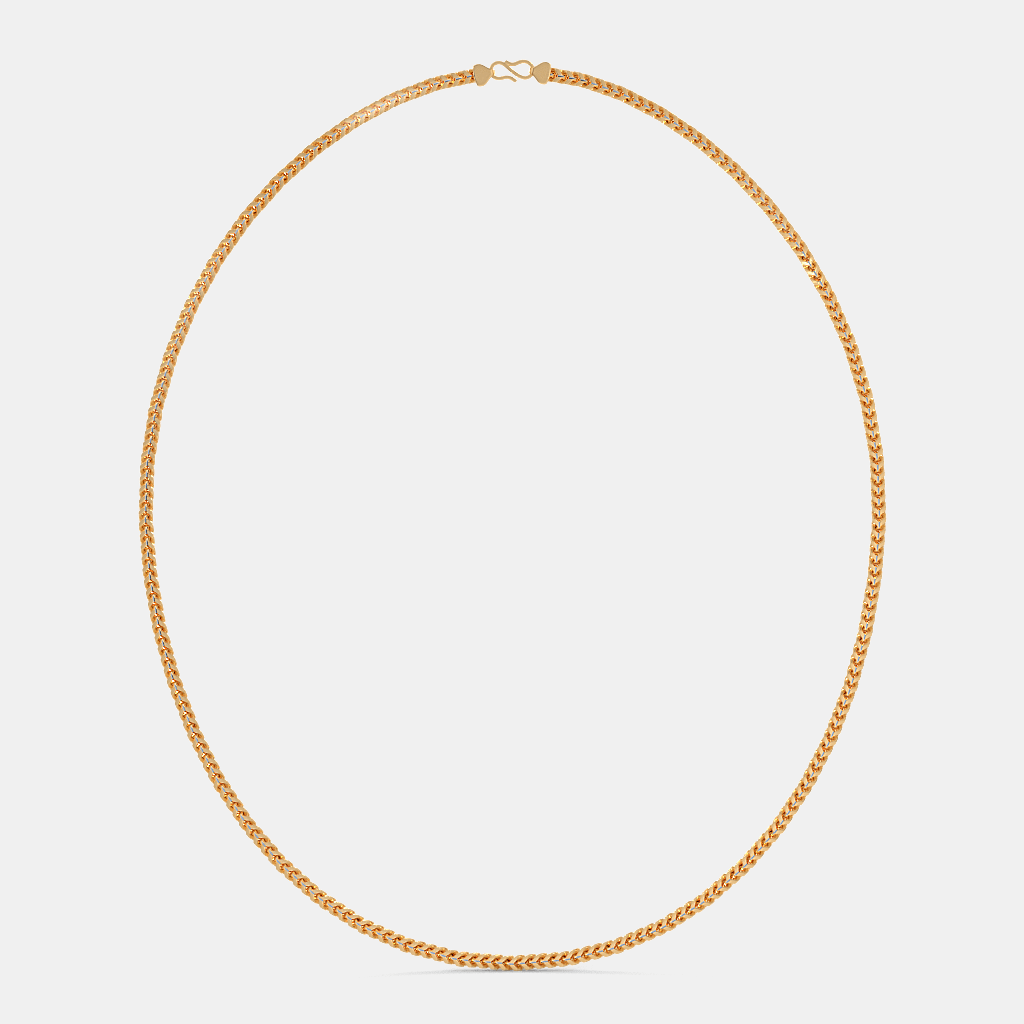 Men’s Flat Cuban Gold Chain Necklace Sleek Solid Finish Design