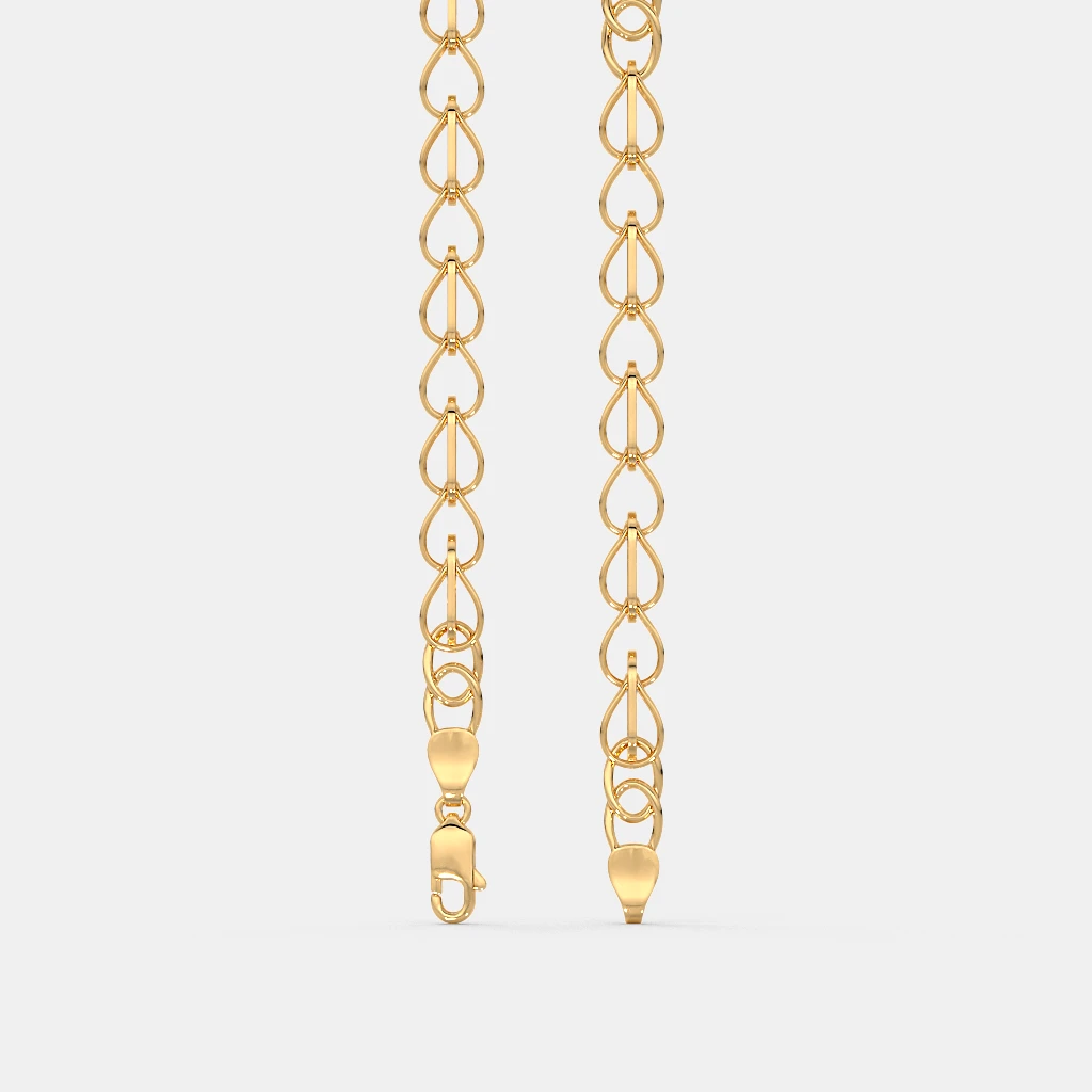 Men’s Heart Link Gold Chain Necklace Sleek Solid Finish Design