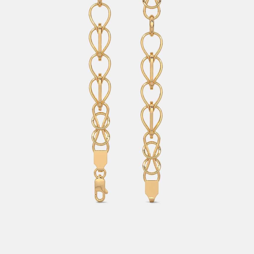 Men’s Heart Link Gold Chain Necklace Sleek Solid Finish Design