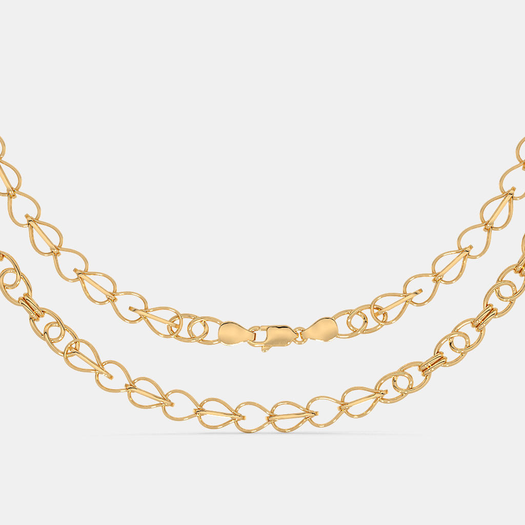 Men’s Heart Link Gold Chain Necklace Sleek Solid Finish Design