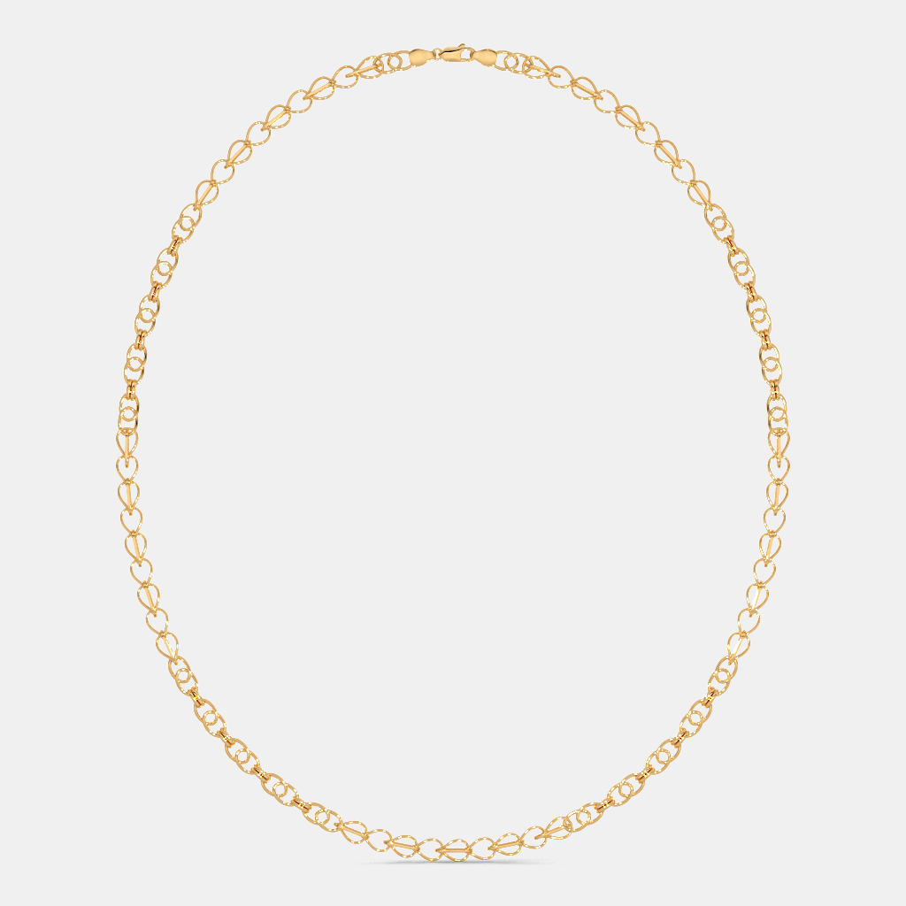 Men’s Heart Link Gold Chain Necklace Sleek Solid Finish Design