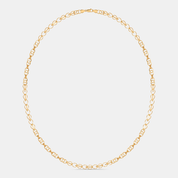 Men’s Heart Link Gold Chain Necklace Sleek Solid Finish Design