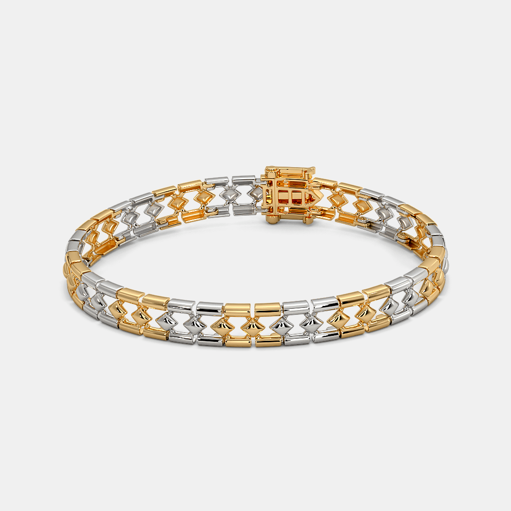 Men’s Two Tone Geometric Link Gold Bracelet