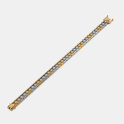 Men’s Two Tone Geometric Link Gold Bracelet