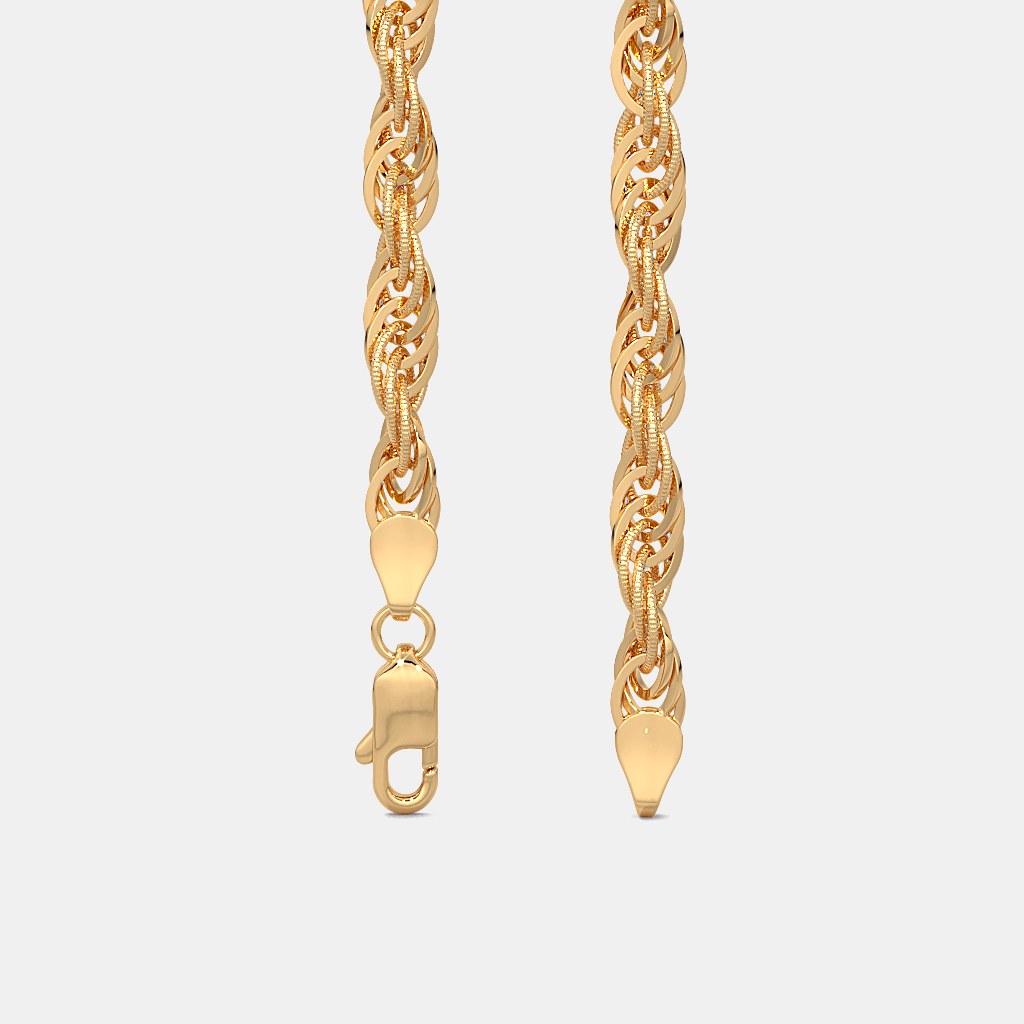 Men’s Twisted Rope Gold Chain Necklace Sleek Solid Finish Design