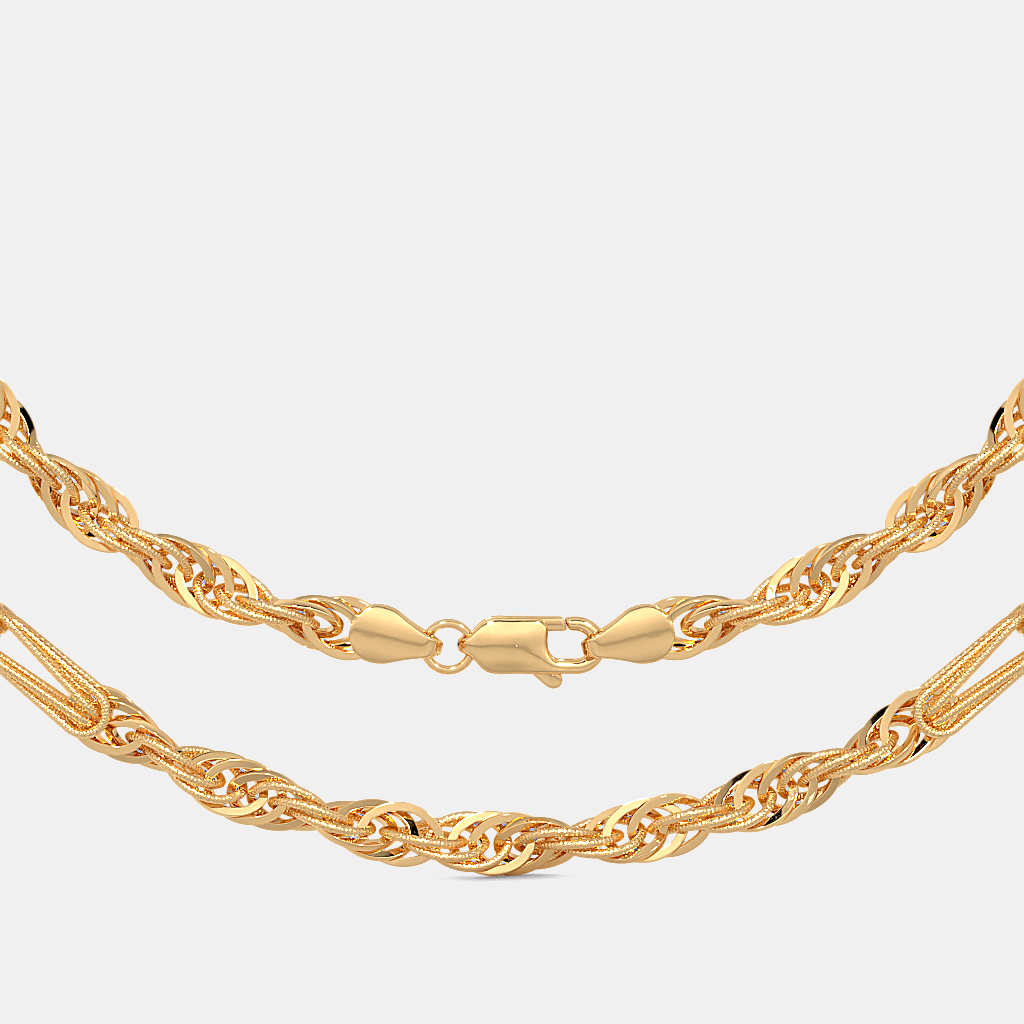 Men’s Twisted Rope Gold Chain Necklace Sleek Solid Finish Design