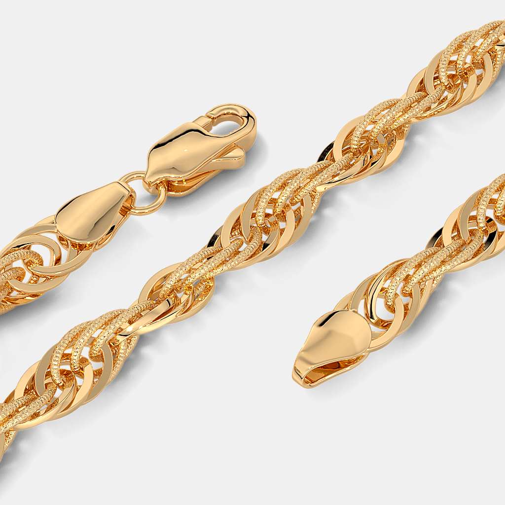 Men’s Twisted Rope Gold Chain Necklace Sleek Solid Finish Design