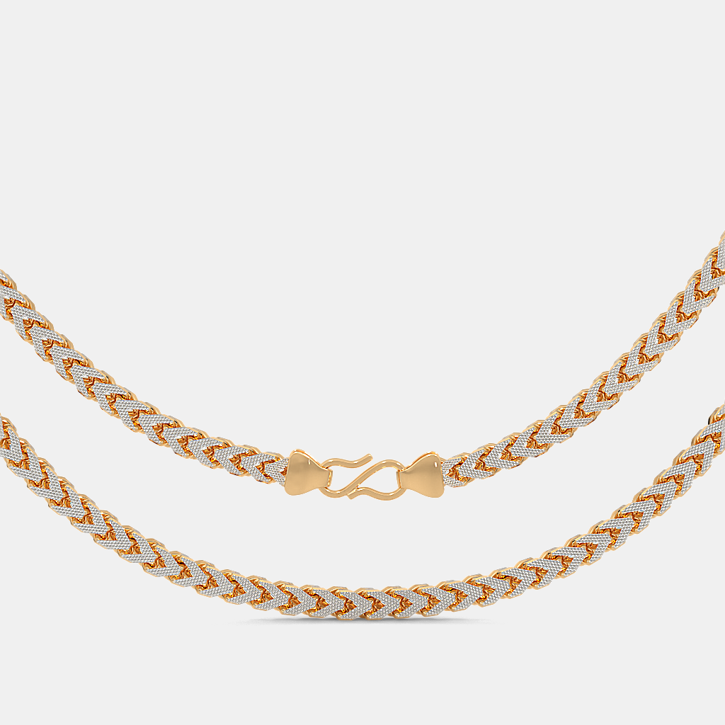 Men’s Two Tone Cuban Gold Chain Necklace Bold Solid Finish Design