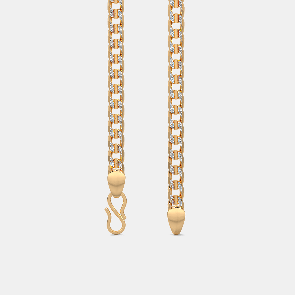 Men’s Two Tone Diamond Cuban Gold Chain Necklace Bold Solid Finish Design