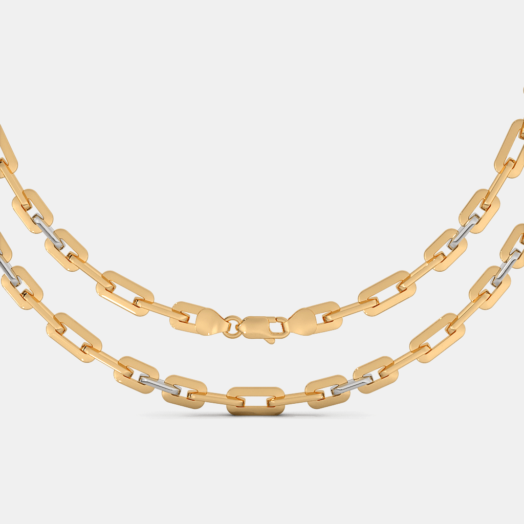 Men’s Two Tone Paperclip Gold Chain Necklace Sleek Solid Finish Design