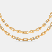 Men’s Two Tone Paperclip Gold Chain Necklace Sleek Solid Finish Design
