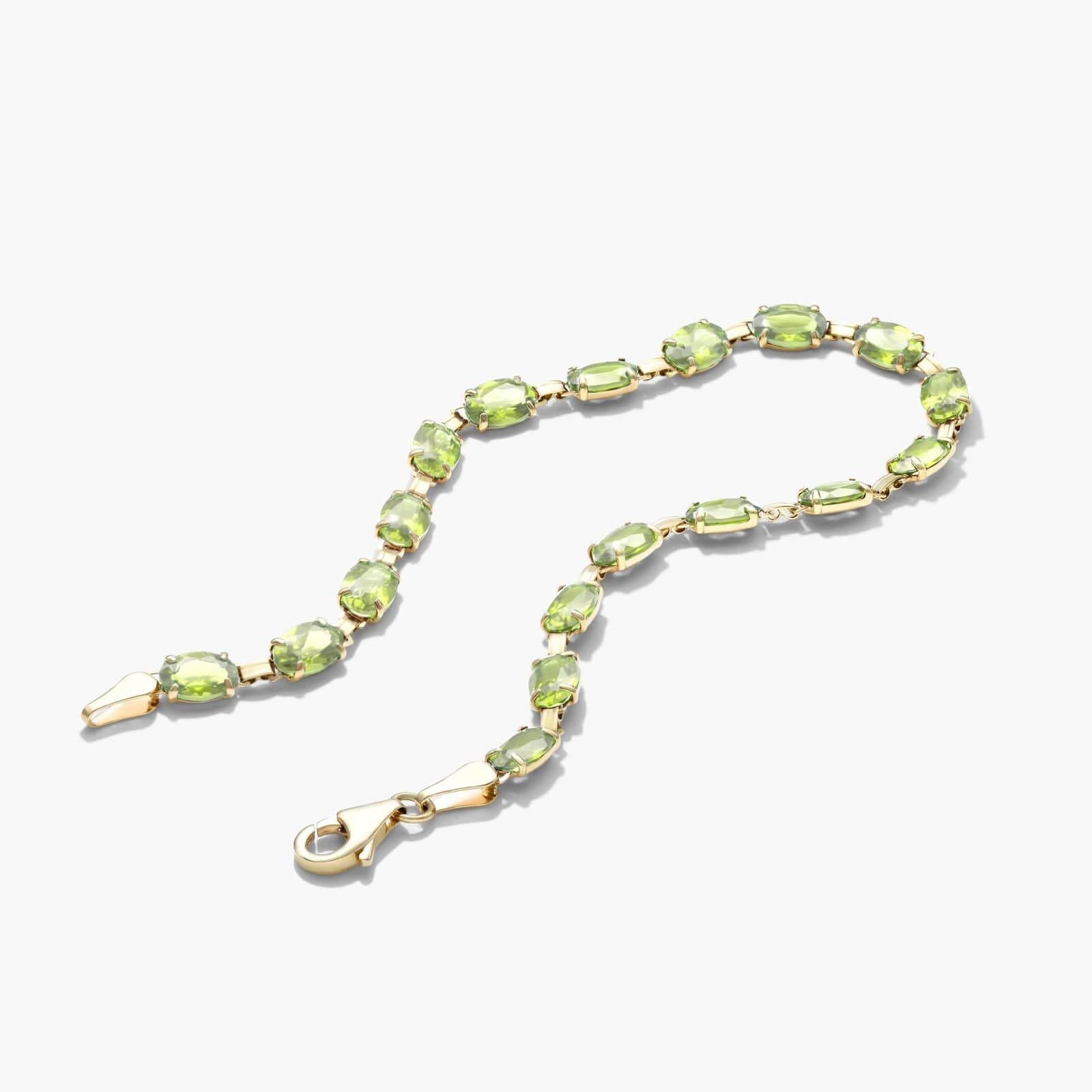 Oval Peridot Tennis Bracelet in Yellow Gold