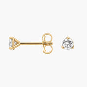 Petite Round Diamond Solitaire Stud Earrings in Yellow Gold