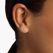 Petite Round Diamond Solitaire Stud Earrings in Yellow Gold