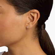 Petite Round Diamond Solitaire Stud Earrings in Yellow Gold