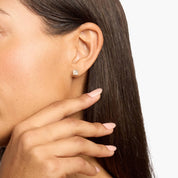 Classic Princess Cut Diamond Stud Earrings in Yellow Gold with Push Back Closure