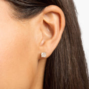 Classic Princess Cut Diamond Stud Earrings in Yellow Gold with Push Back Closure