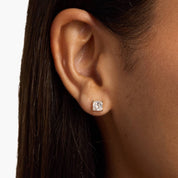 Classic Princess Cut Diamond Stud Earrings in Yellow Gold with Push Back Closure