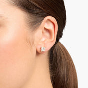 Elegant Princess Cut Diamond Stud Earrings in Yellow Gold with Push Back Closure