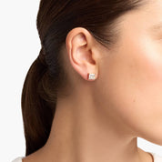 Elegant Princess Cut Diamond Stud Earrings in Yellow Gold with Push Back Closure