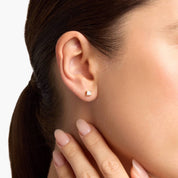 Timeless Princess Cut Diamond Stud Earrings in Yellow Gold with Push Back Closure