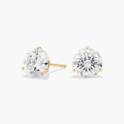 Round Brilliant Cut Diamond Solitaire Stud Earrings in Yellow Gold